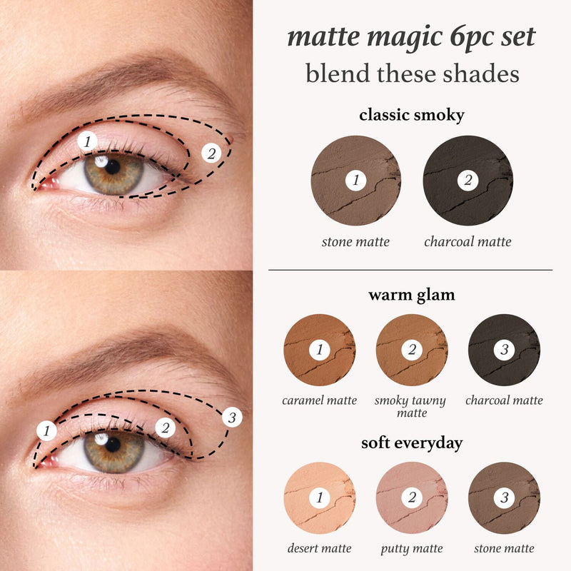 Matte Magic - Eyeshadow 101 Crème-to-Powder Waterproof Eyeshadow Stick Set (6 PC)