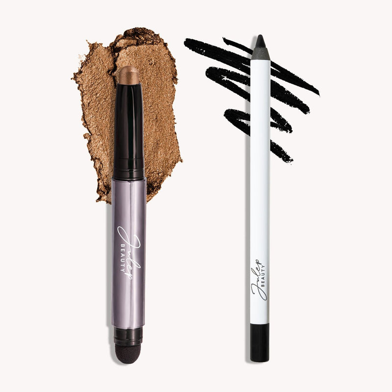 Eyeshadow 101 Stick & When Pencil Met Gel Waterproof Eyeliner Duo- Bronze Shimmer/Blackest Black(2PC) | GWP