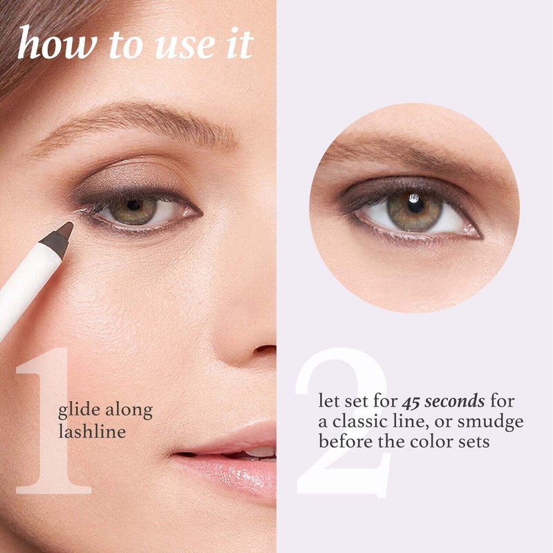 Julep When Pencil Met Gel All-Day Eyeliner step by step. First glide along the lashline and then let set for 45 seconds for a classic line, or smudge before the color sets