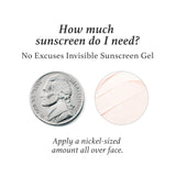 No Excuses Broad Spectrum Invisible Sunscreen Gel For Face SPF 40 Lifestyle image- how much do i use 